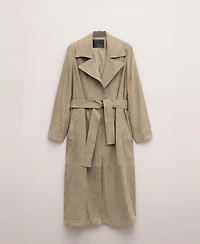 Mango Women's Leather Suede Belted Trench Coat