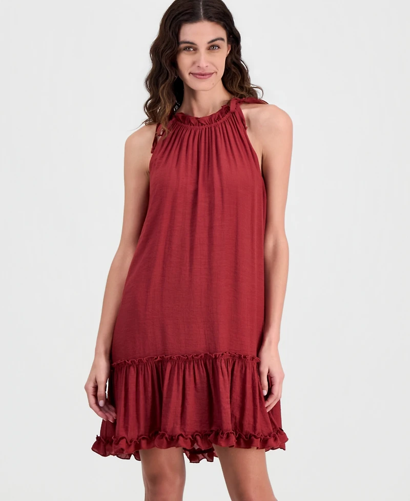 Robbie Bee Women's Tiered Ruffled-Neck Dress