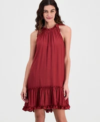 Robbie Bee Women's Tiered Ruffled-Neck Dress