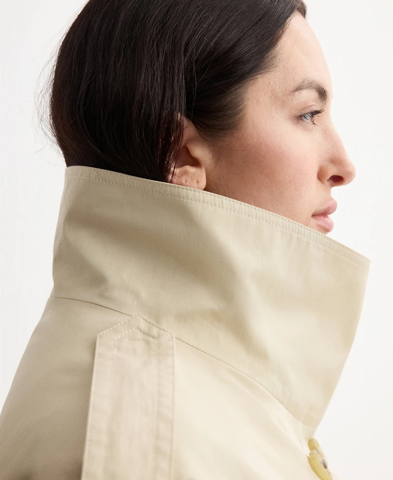 Mango Women's Funnel-Neck Cropped Trench Coat