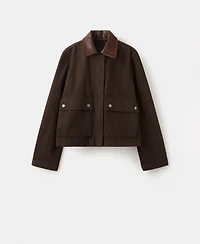 Mango Women's Contrasting Collar Denim Barn Jacket