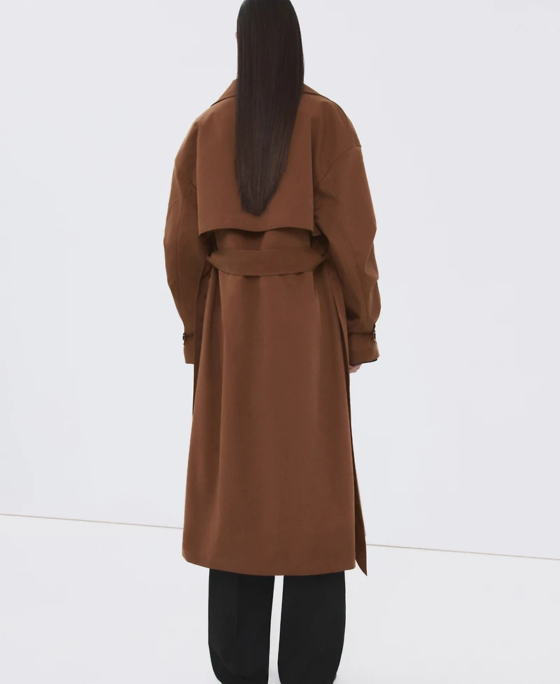 Mango Women's Long Double-Breasted Trench Coat