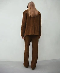 Mango Women's Straight-Fit Leather Pants