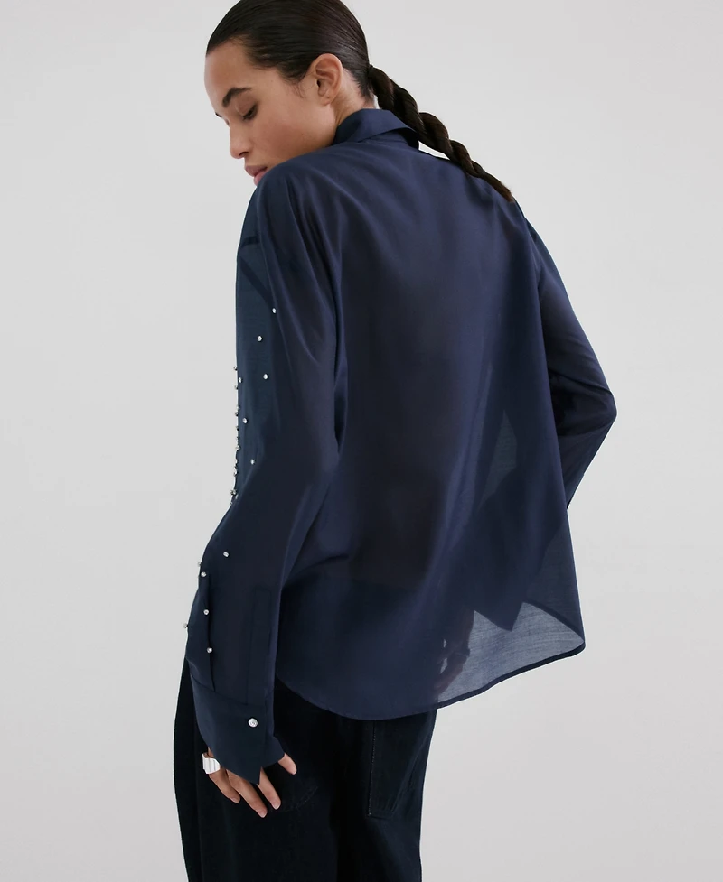 Mango Women's Rhinestones Lyocell Shirt