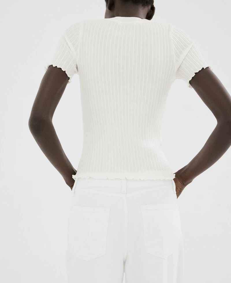 Mango Women's Ribbed Knit T-Shirt