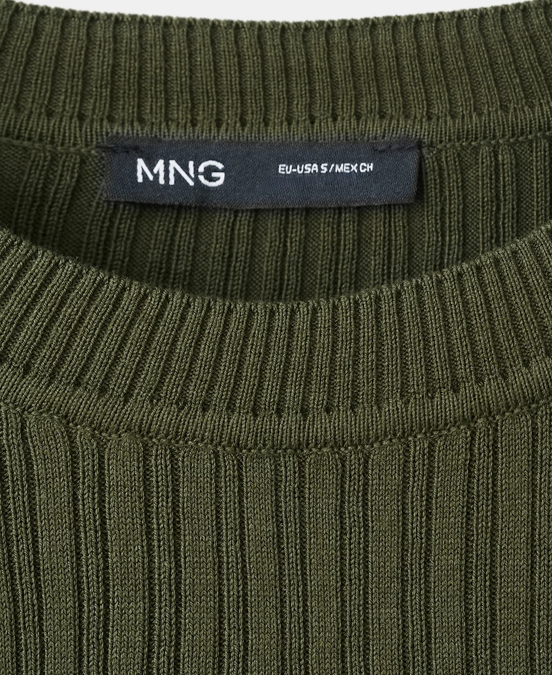 Mango Women's Ribbed Knit T-Shirt