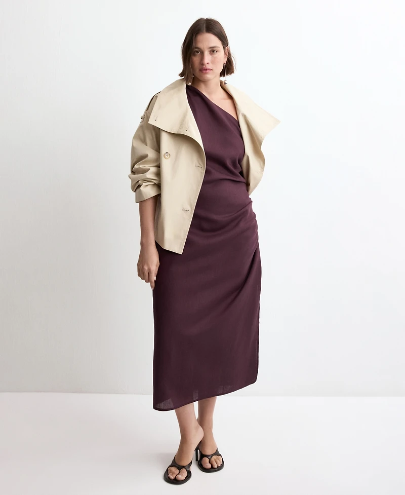 Mango Women's Side Slit Asymmetrical Dress