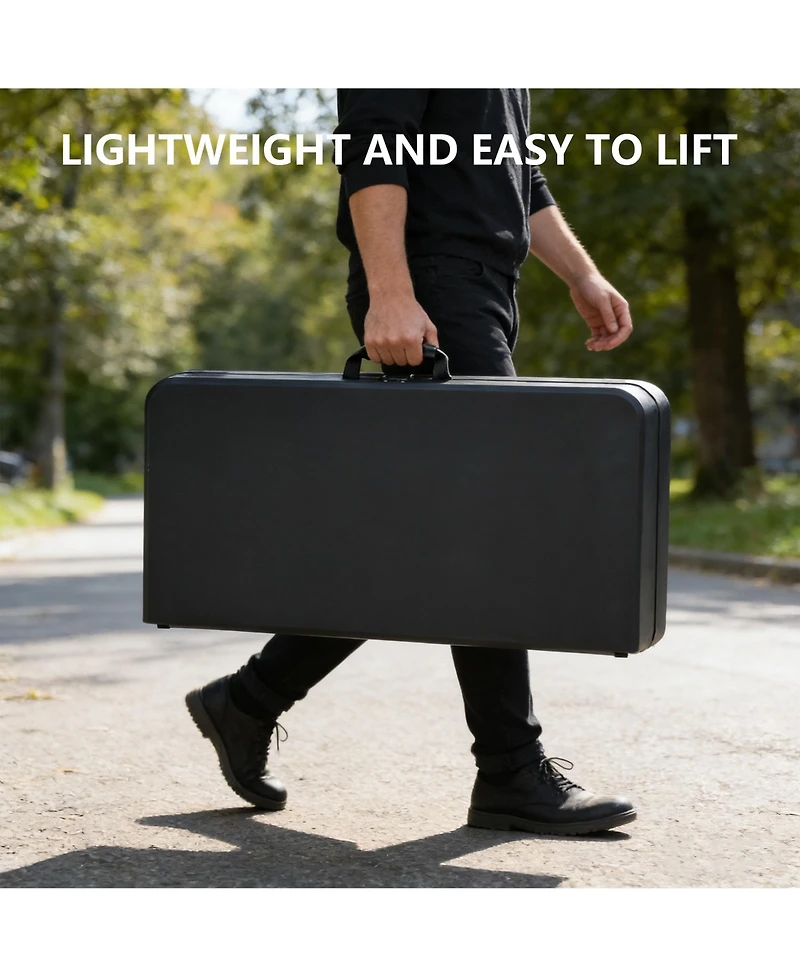 Decksplore 36 Inch Blow Molded Folding Table Compact Portable Fold Card Tables Desk Lightweight Design with Non for Home Patio Balcony Rv