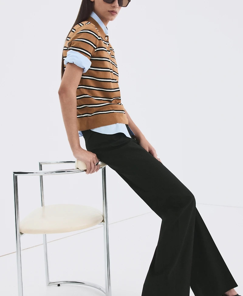 Mango Women's Striped Polo-Neck Sweater