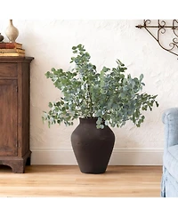 LuxenHome Rustic Earth Cement Vase, Antique Brown Finish, 15.75" H Decorative Accent for Floor and Tabletops