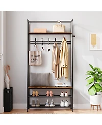 gaomon Metal & Mdf Hall Tree Hooks Tier Shelf Multi-Functional Entryway Organizer