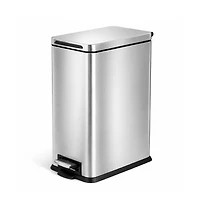 Home Zone Living 4 Gallon Slim Stainless Steel Kitchen Trash Can with Step Pedal and Soft Close Lid