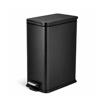 Home Zone Living 4 Gallon Slim Stainless Steel Kitchen Trash Can with Step Pedal and Soft Close Lid