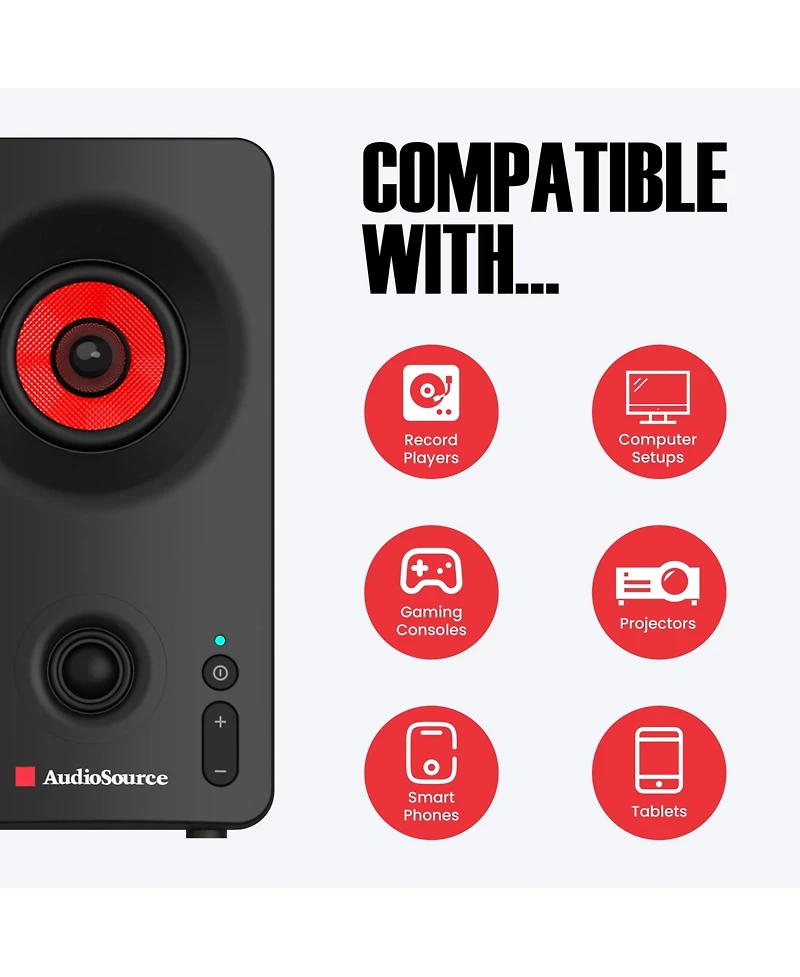 AudioSource 2.0 Stereo Bluetooth 5.3 Dual Driver Desktop Pc Speakers