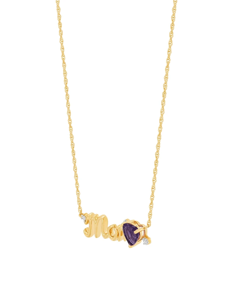 Macy's Amethyst (3/8 ct. t.w.) & Diamond Accent Pendant Necklace 14k Yellow Gold over Sterling Silver (Also Available Silver)