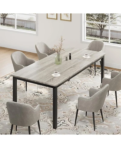 gaomon Industrial Modern Dining Table for 6-8, Large Rectangular Table, Metal Legs, Extendable, Family Room