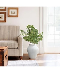 LuxenHome Antique White Cement Vase, 15.75" Tall, Decorative Accent for Floor and Tabletops