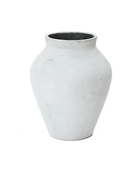 LuxenHome Antique White Cement Vase, 15.75" Tall, Decorative Accent for Floor and Tabletops