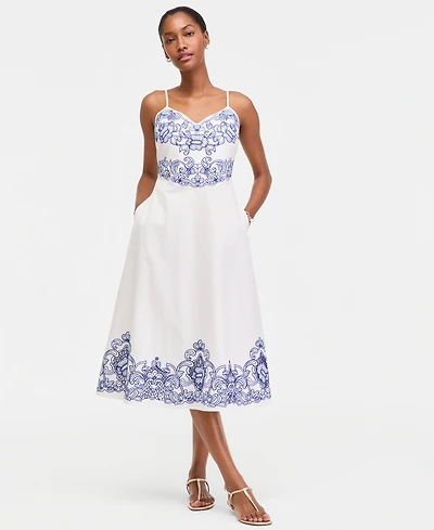 On 34th Women's Linen Blend Solid Cutwork Tank Midi Dress, Macy's Exclusive