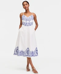 On 34th Women's Linen Blend Solid Cutwork Tank Midi Dress, Macy's Exclusive