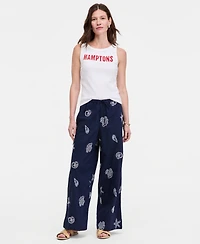 On 34th Women's Shoreline Embroidered Cotton Pull-On Pants, Macy's Exclusive