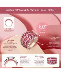 Red Round Shaped Cubic Zirconia Stone 18K Rose Gold Plated Sterling Silver Ring