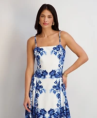 Siena Women's Printed Square Neck Midi Dress