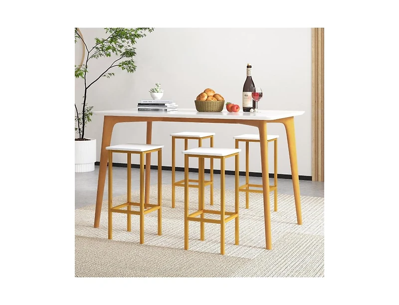 Slickblue Set of 4 Bar Stool 26" Chair with Metal Legs and Footrest