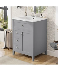 Casainc Modern Bathroom Vanity with Sink 3 Drawers Adjustable Shelf Cabinet