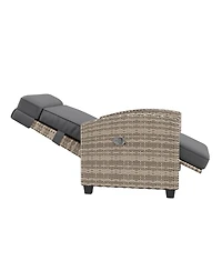 gaomon Outdoor Recliner Lounge Chair, 145° Adjustable Backrest & Footrest, Pe Wicker Steel Frame with Side Table, Patio Pool Deck