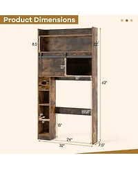 Gymax Over The Toilet Storage Cabinet w/ Sliding Barn Door Adjustable Shelves 2 Hooks