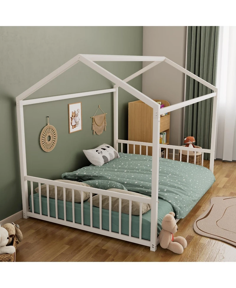 Streamdale Furniture Metal Montessori Design, Safety Rails, Low-to-Ground Frame Bed Frame