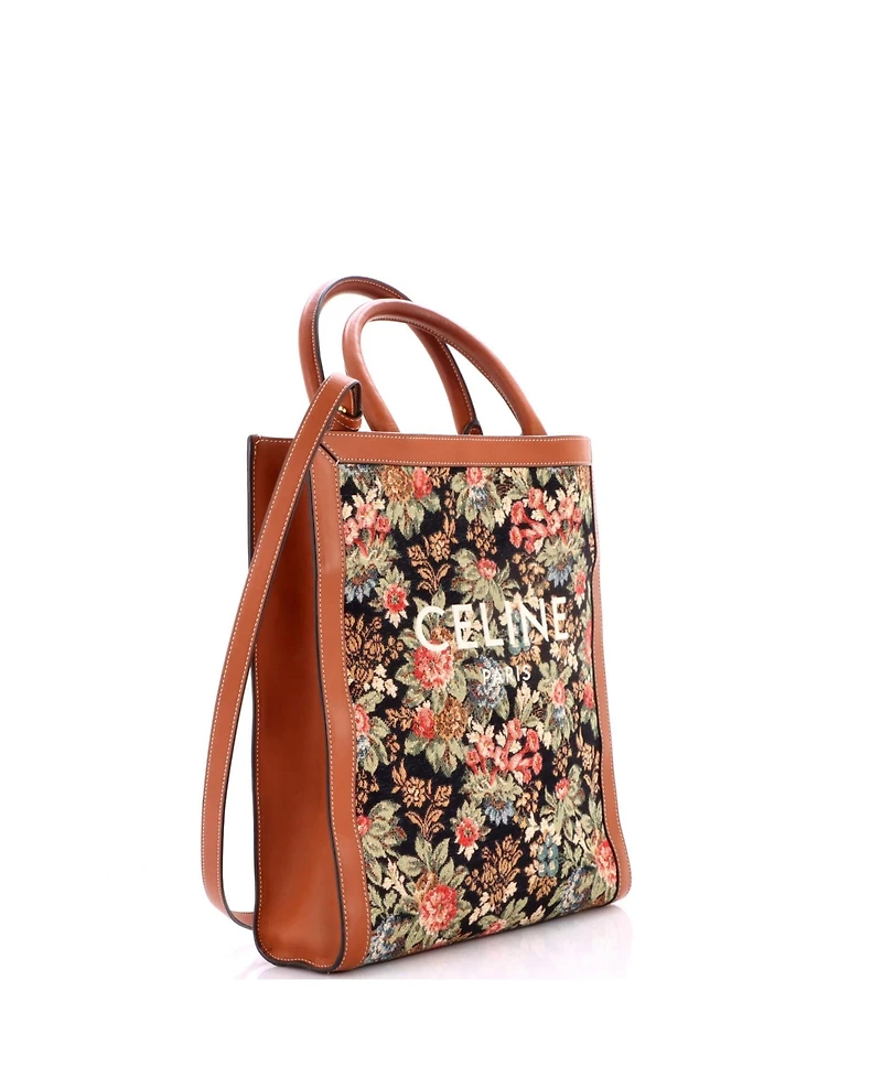 Pre-Owned Celine Small Vertical Cabas Tote Floral Jacquard with Leather