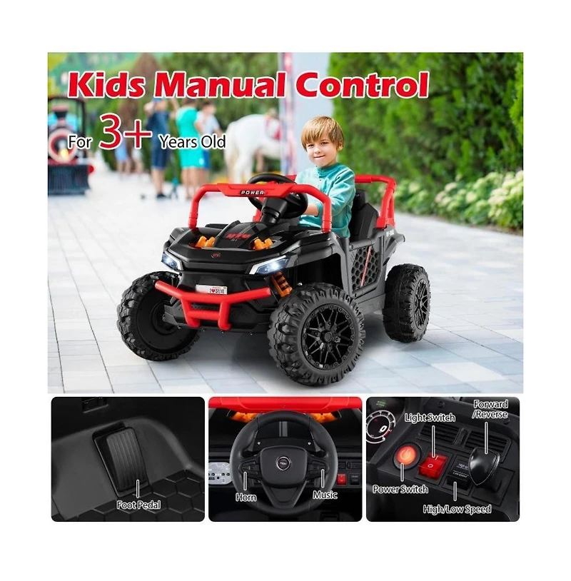 Hongge 12V Kids Ride on Truck Off-Road Utv with Parental Remote and Lights