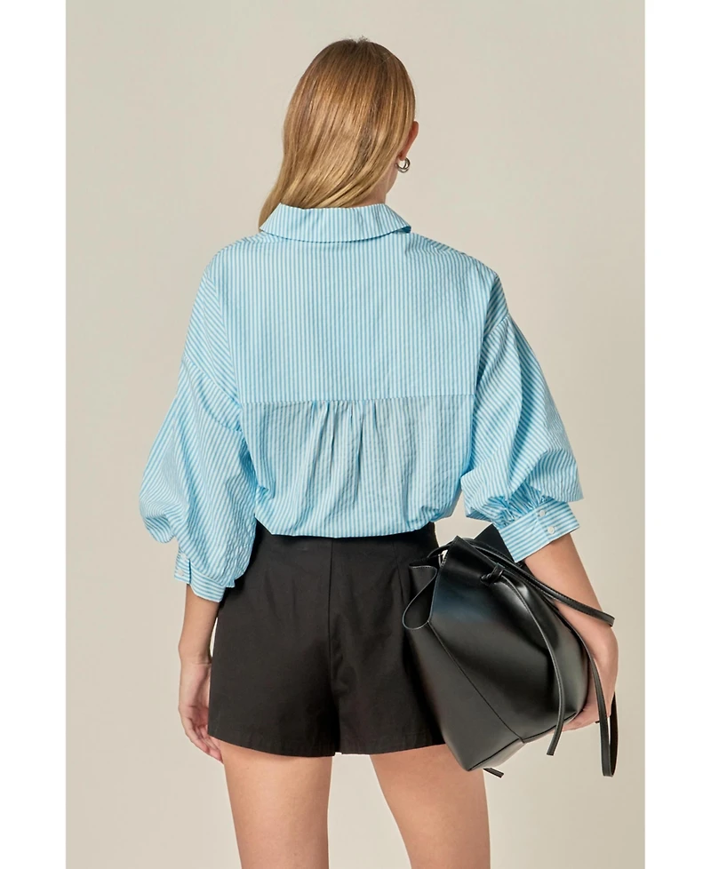 English Factory Women's Striped Button Down Shirt