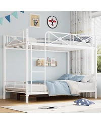 gaomon Industrial Bunk Bed, Heavy-Duty Steel Frame with Safety Guard Rails & Quiet Slats, Space-Saving for Kids, Steel Bed for School.