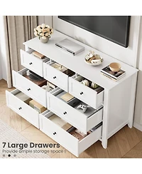 gaomon 7 Drawer Dresser for Bedroom, 54" Wide Large with Deep Drawers & Metal Knobs, Modern Wooden Chests of Entryway