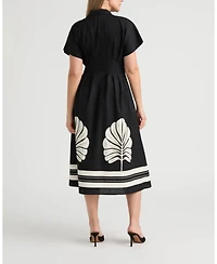 Ellen Tracy Women's Button Front Pleated Shirt Dress