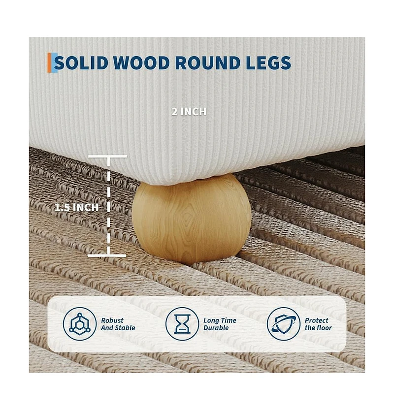 gaomon Cloud Bed Frame, Corduroy Low Bed Frame Without Headboard, Thick Fabric Upholstered Platform Bed, Solid Wood Legs, No Box Spring Needed