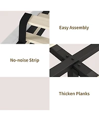 gaomon Bed Frame with Adjustable Height Vertical Channel Tufted Headboard