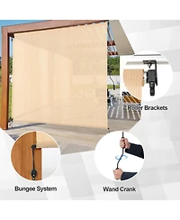 Aoodor Patio Roller Shade x 8 ft Hdpe Fabric Outdoor Cordless Roll Up with Uv Protection, Blinds