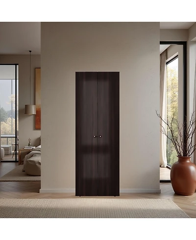 flynama Home 2 Doors Closet System Armoire with Hanging Rod and Storage Shelf Modern Organizer for Bedroom