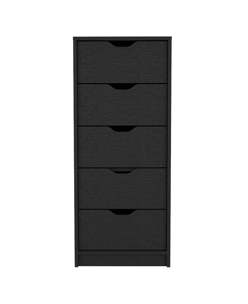 flynama Black 5-Drawer Tall Dresser with Pull-Out Storage System