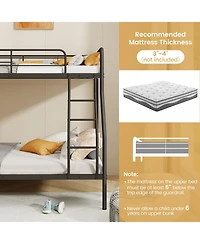 Sugift Bed with Ladder and Full-length Guardrails