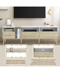 sumyeg Modern 80" Tv Stand cabinet with 3 Drawers & Open Shelves