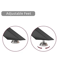 Rainsken Rectangular Clear Tempered Glass Coffee Table with Adjustable Feet and Metal Legs for Living Room