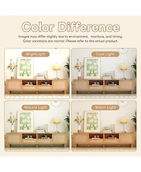 sumyeg Farmhouse Storage Cabinet With Rattan Tv Stand