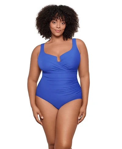 Miraclesuit Plus Escape Underwire Allover-Slimming Wrap One-Piece Swimsuit