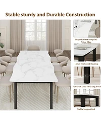 gaomon Dining Table for 6-8, Irregular Edge Wood Look, Metal Frame