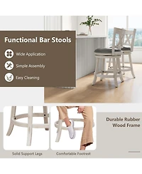 Slickblue 25.5 Inch Hand-Antiqued Stool Set of 2 with Wider Padded Seat